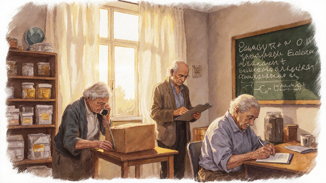 Троє пенсіонерів працюють у соціальному центрі: сортували, допомагали, записували