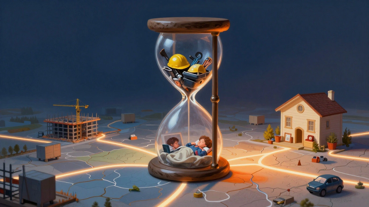 Годинник з символами роботи і відпочинку, що з’єднує місця вахти з дому в Києві.