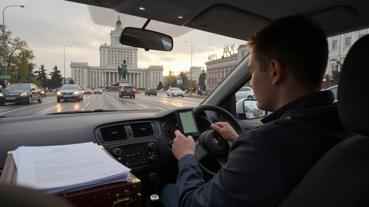 Водій за кермом службового авто в центрі Києва