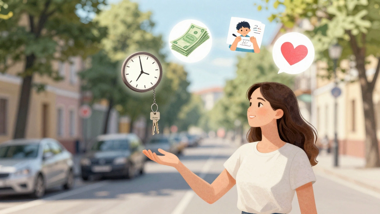 Жінка тримає ключі від трьох міні-отелів у Києві, символізує гнучкий графік і заробітну плату.