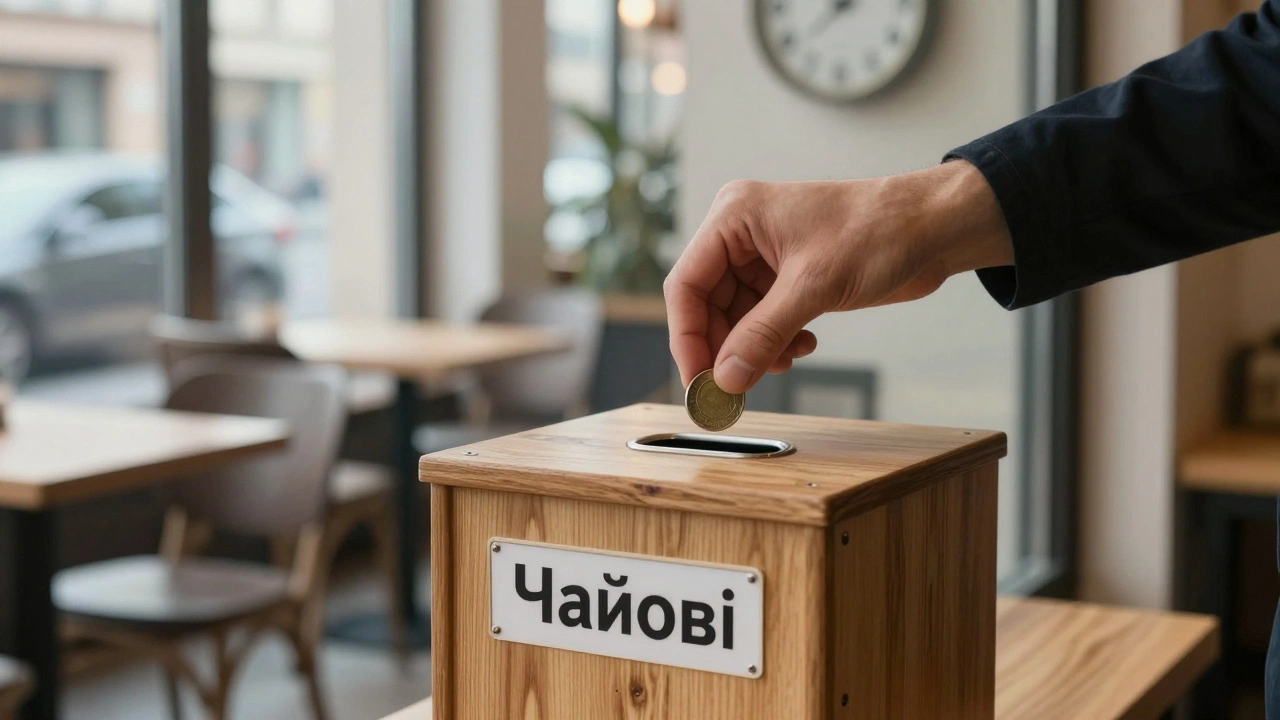 Рука кладе чайові в дерев’яну коробку після довгої зміни у кафе.