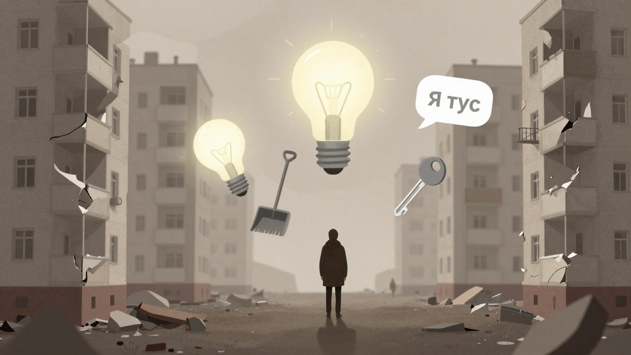 Символічне зображення господарника з елементами його обов’язків навколо будинку.