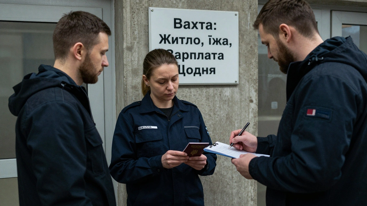 Жінка реєструється на вахту в медичному центрі, тримаючи паспорт, а не віддаючи його.