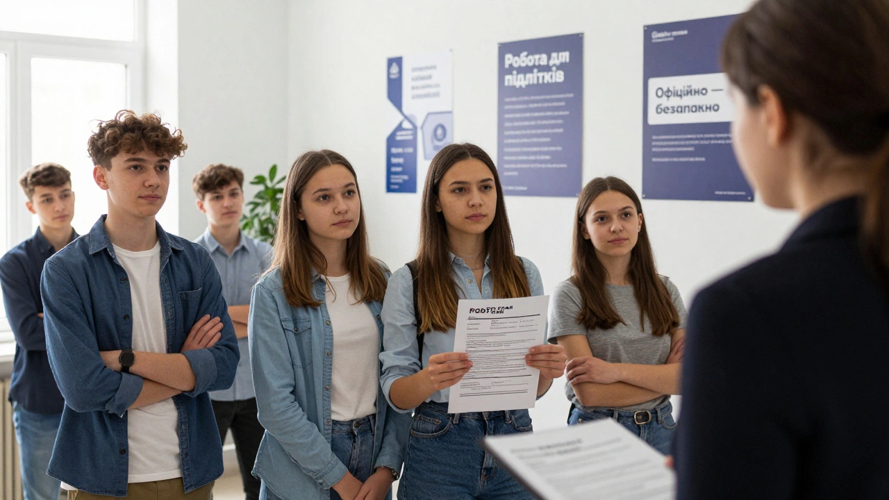 Підлітки отримують допомогу у центрі зайнятості в Києві